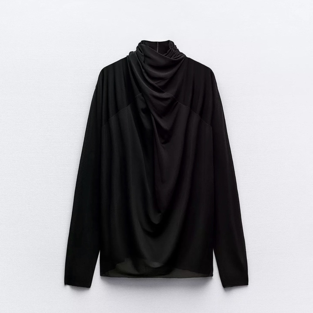 ZARA SEMI-SHEER DRAPED TOP